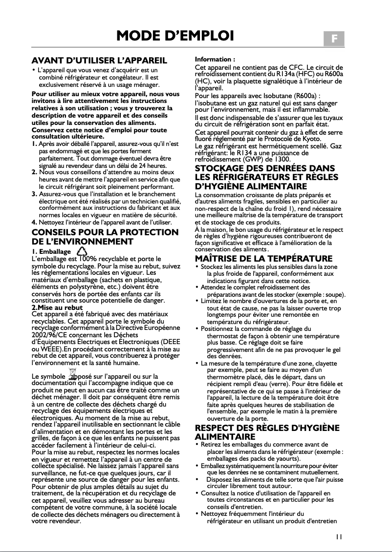 Page 1 de la notice Manuel utilisateur Bauknecht KV 175 plus