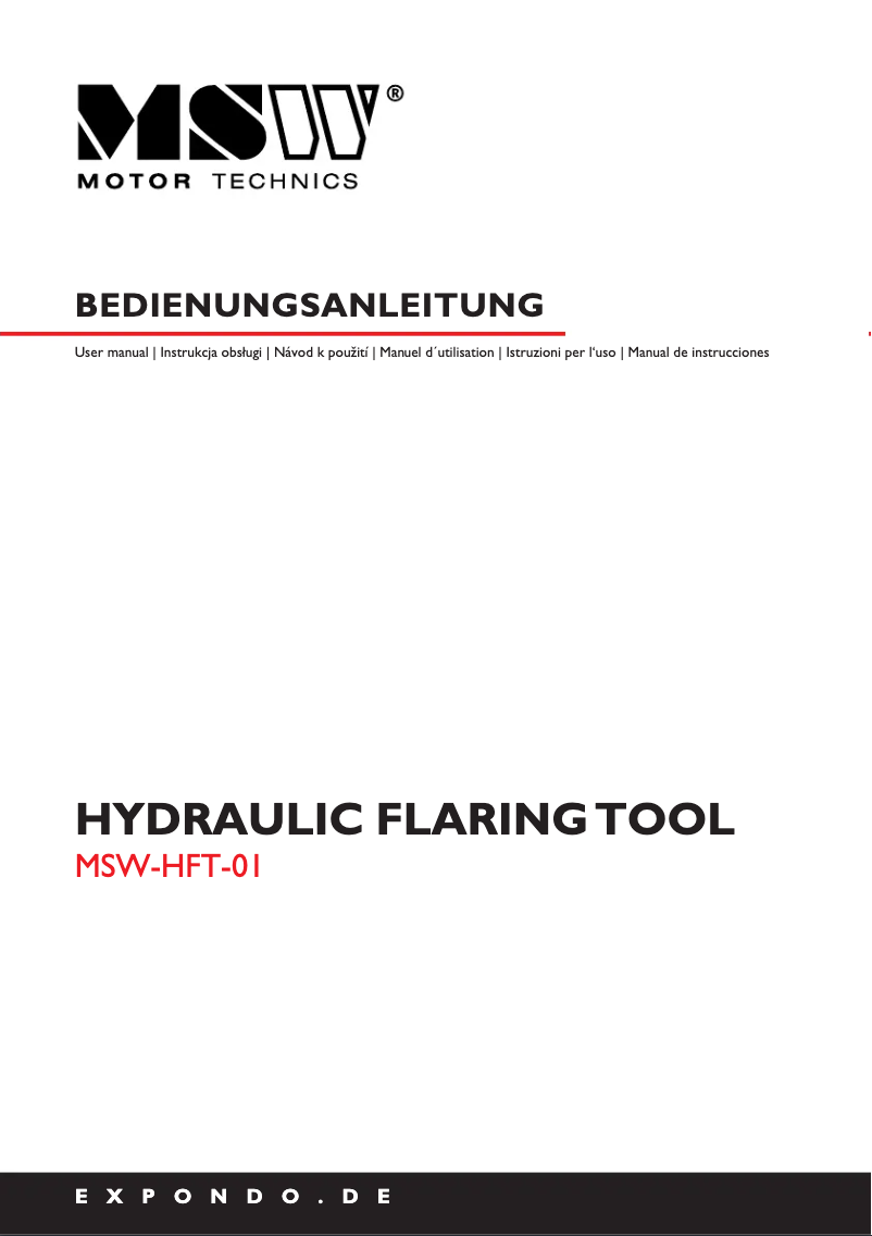 Page n°1 - Manuel utilisateur MSW MSW-HFT-01