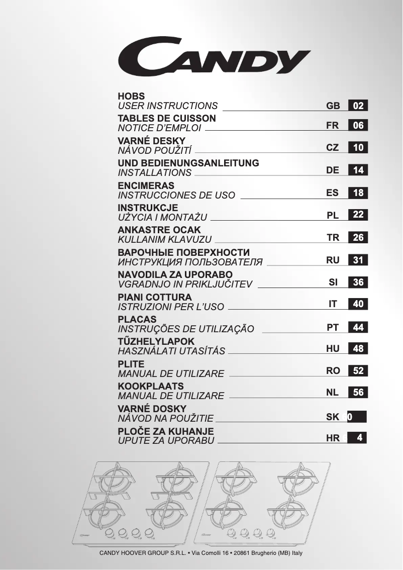 Page 1 de la notice Manuel utilisateur Candy CSG6WW