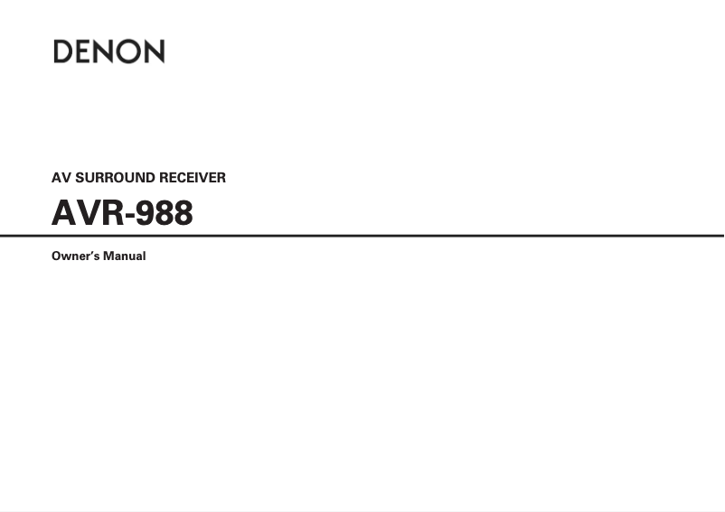 Page n°1 - Manuel utilisateur Denon AVR-988