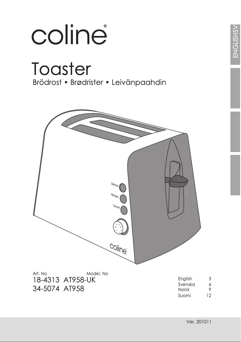 Page 1 of the manual User Manual Coline AT958