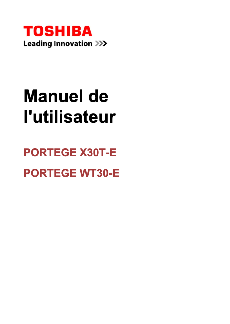Page n°1 - Manuel utilisateur Toshiba Portégé WT30-E