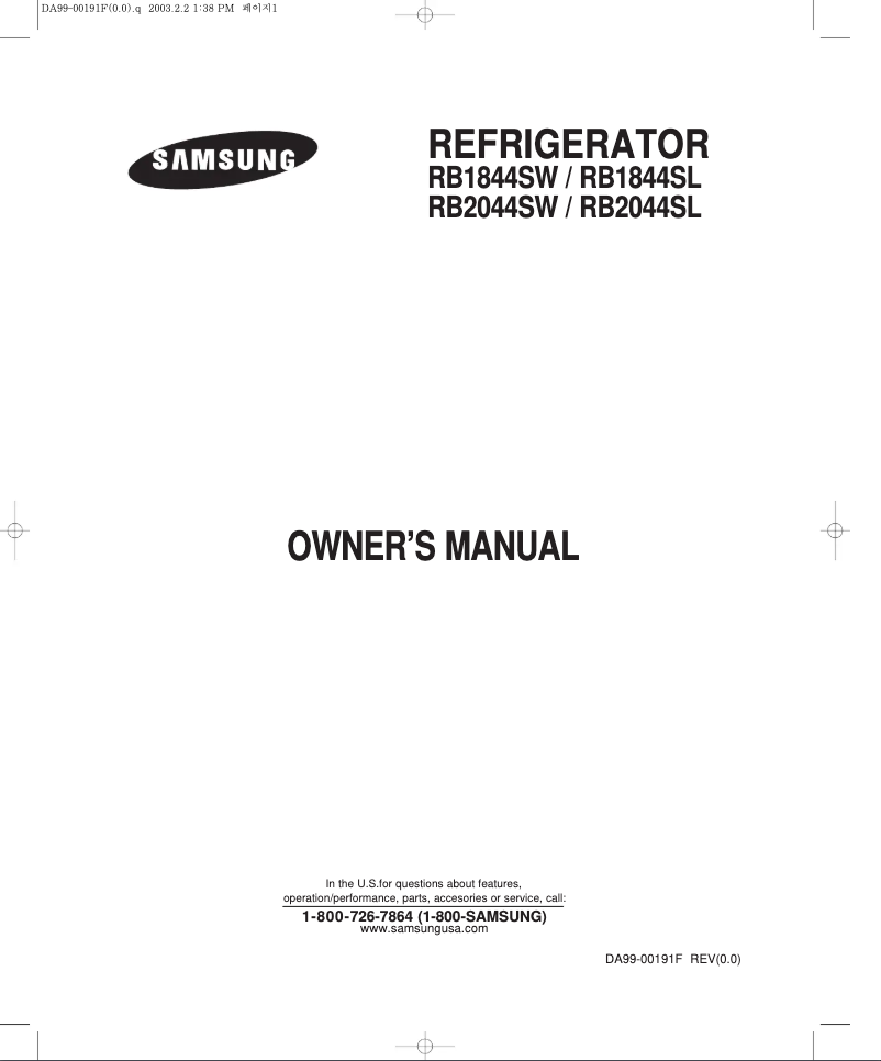 Image de la première page du manuel de l'appareil RB2044SL