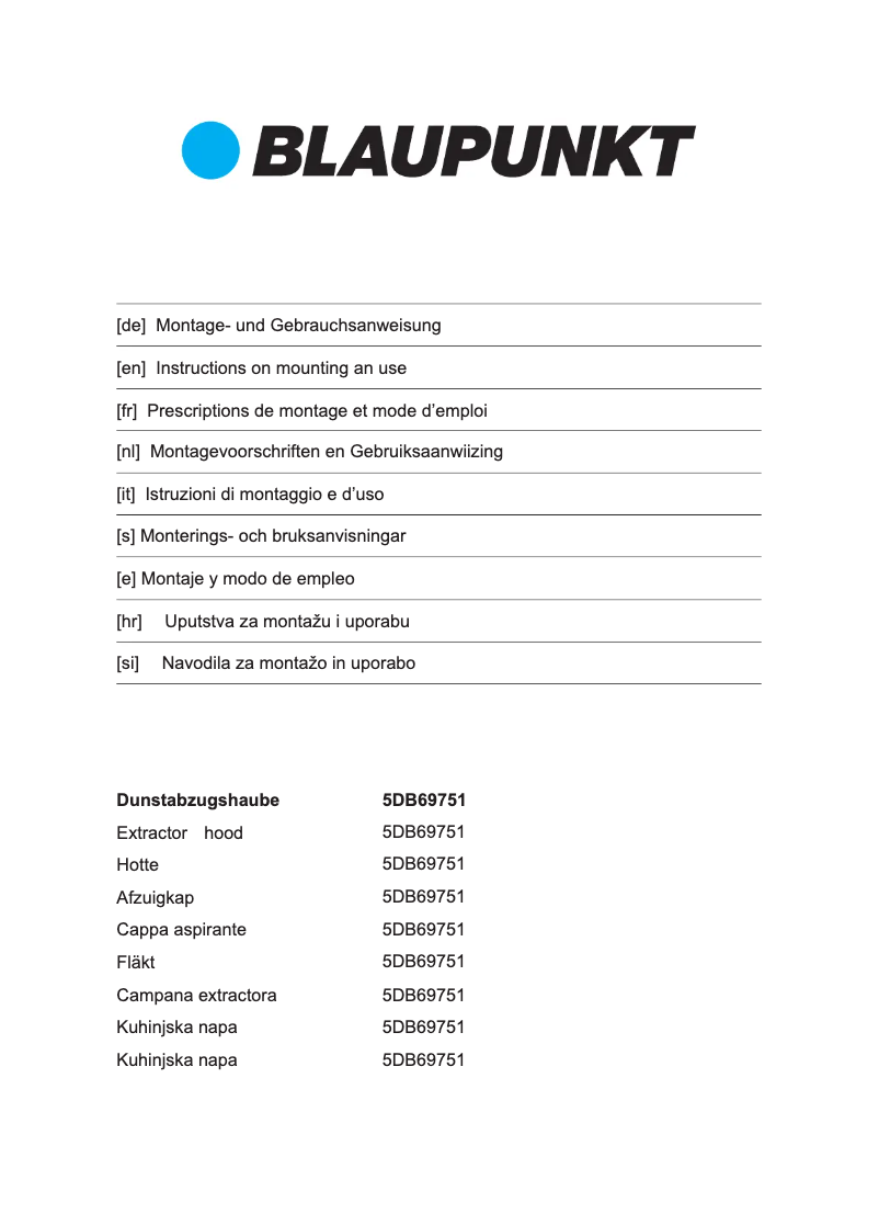 Page n°1 - Manuel utilisateur Blaupunkt 5DB69751