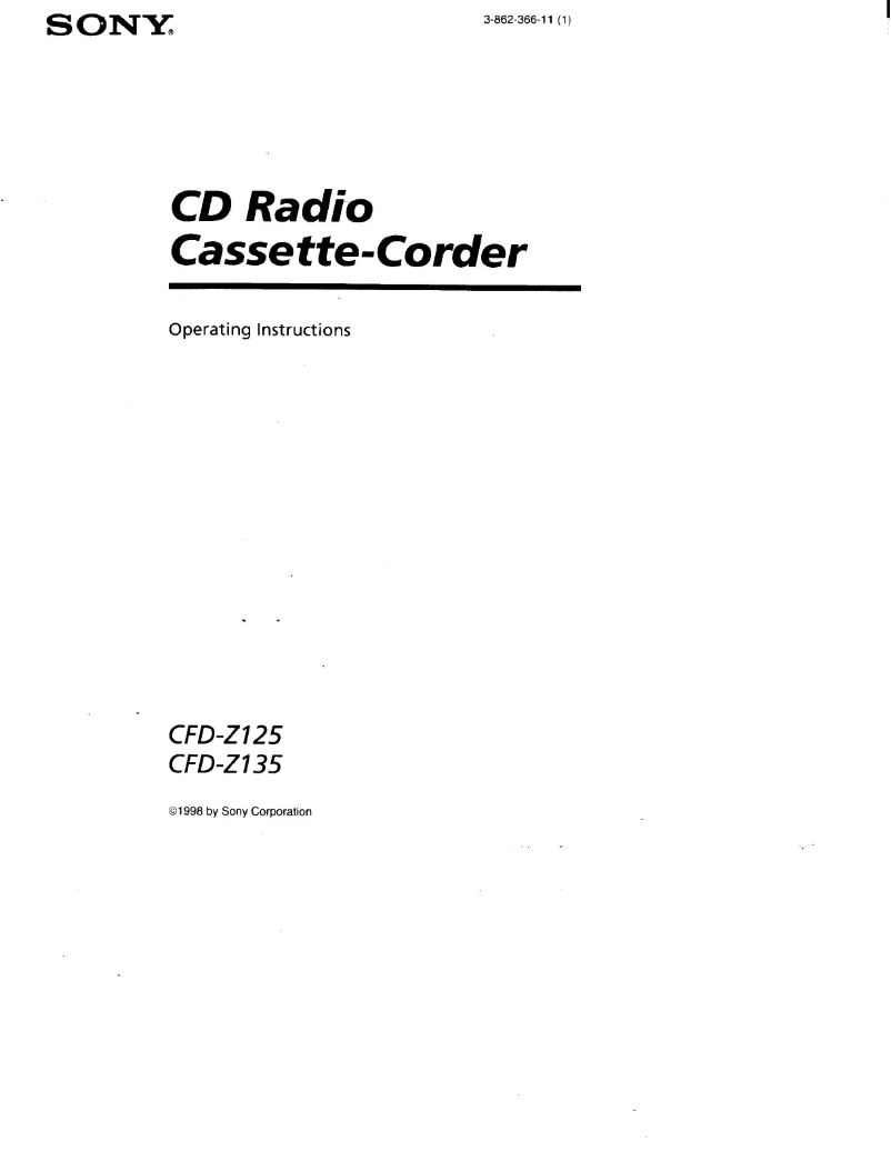 Page n°1 - Manuel utilisateur Sony CFD-Z125