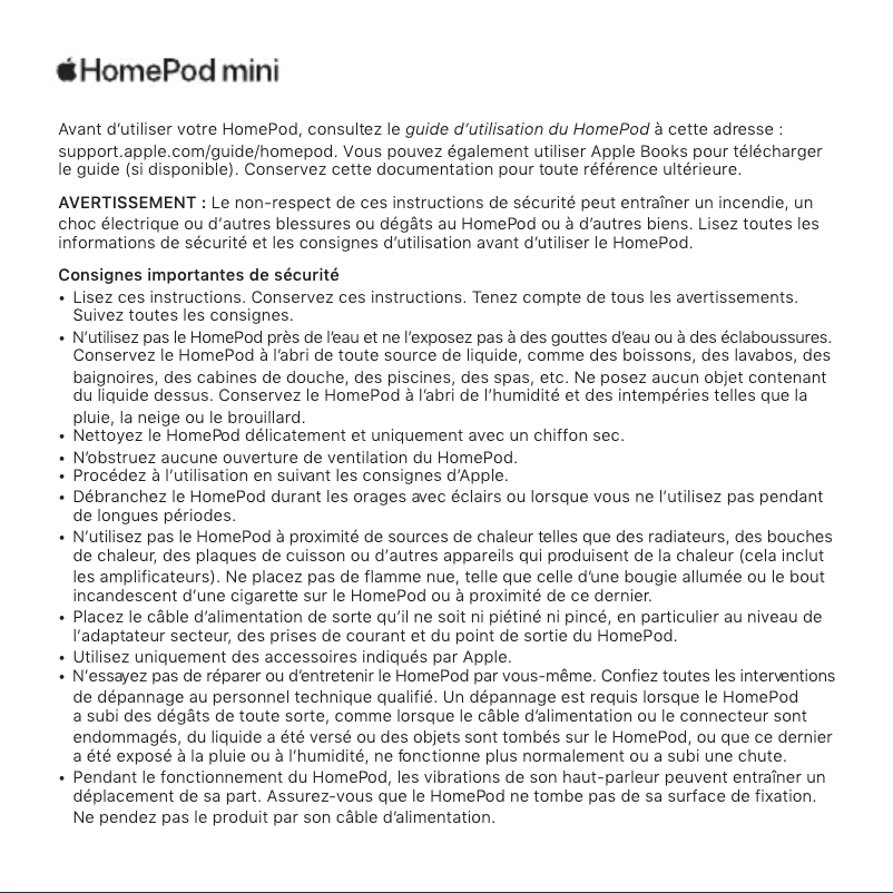 Imagen de la primera página del manual del dispositivo HomePod mini