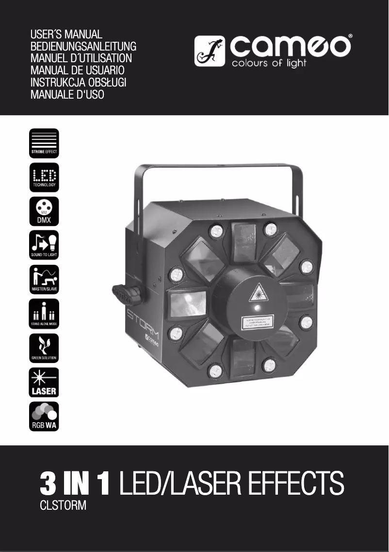 Page 1 de la notice Manuel utilisateur Cameo CLSTORM 3 in 1