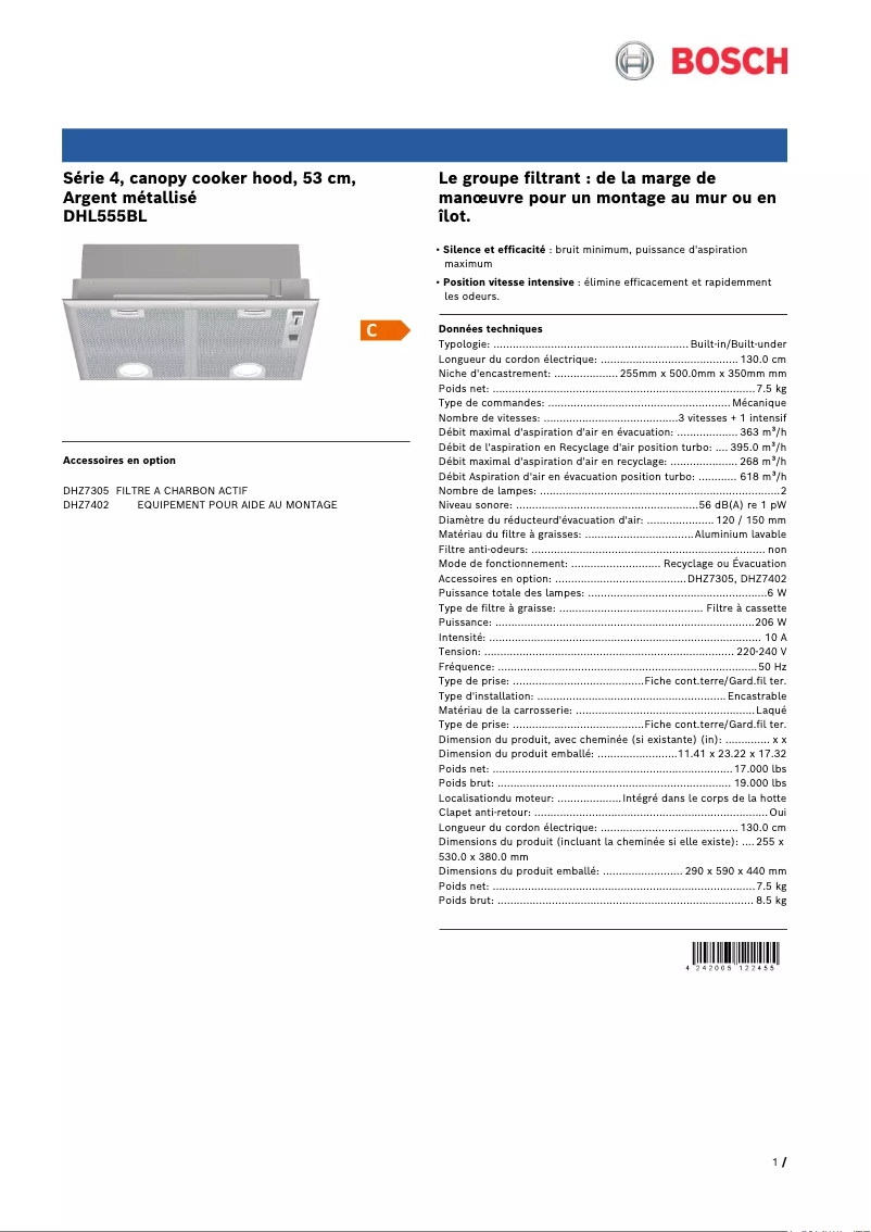 Image de la première page du manuel de l'appareil DHL555BL