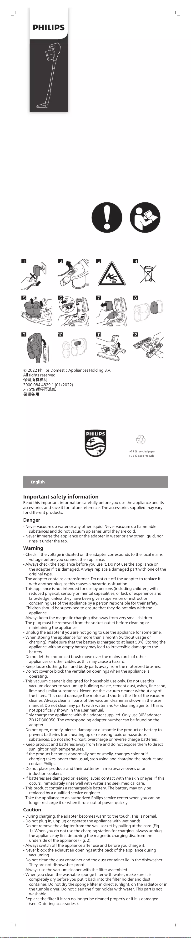 Page 1 de la notice Brochure Philips Aqua Plus XC8349