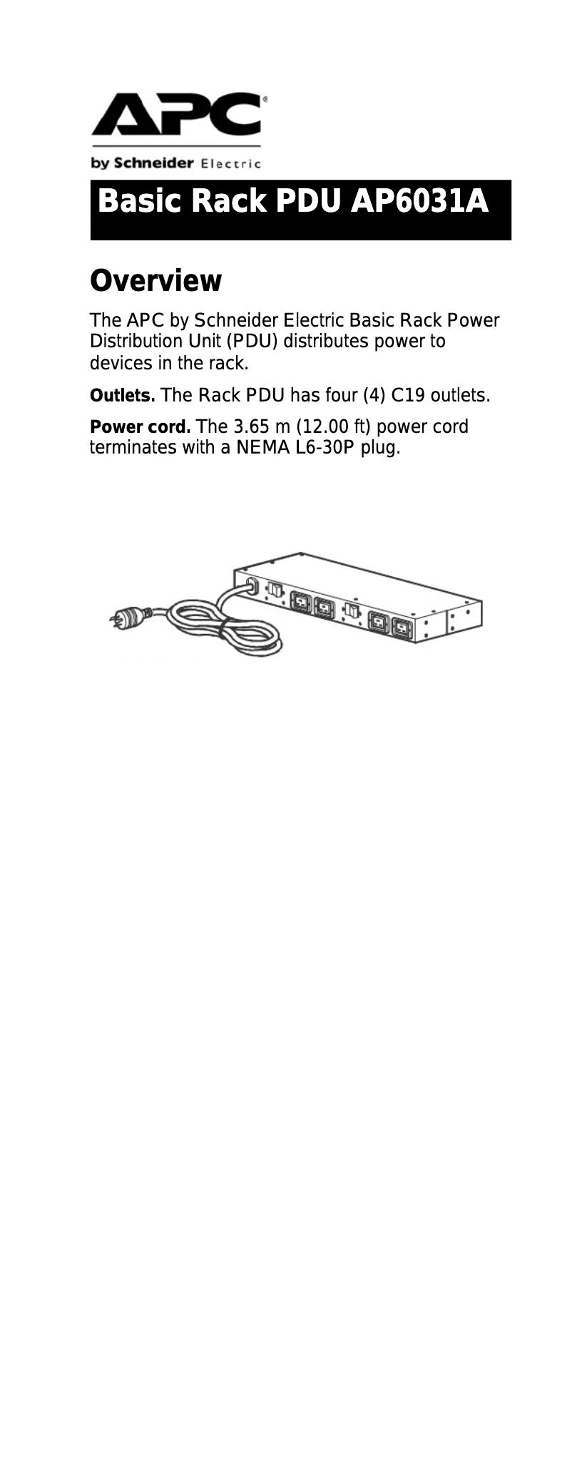 Page n°1 - Manuel utilisateur APC AP6031A