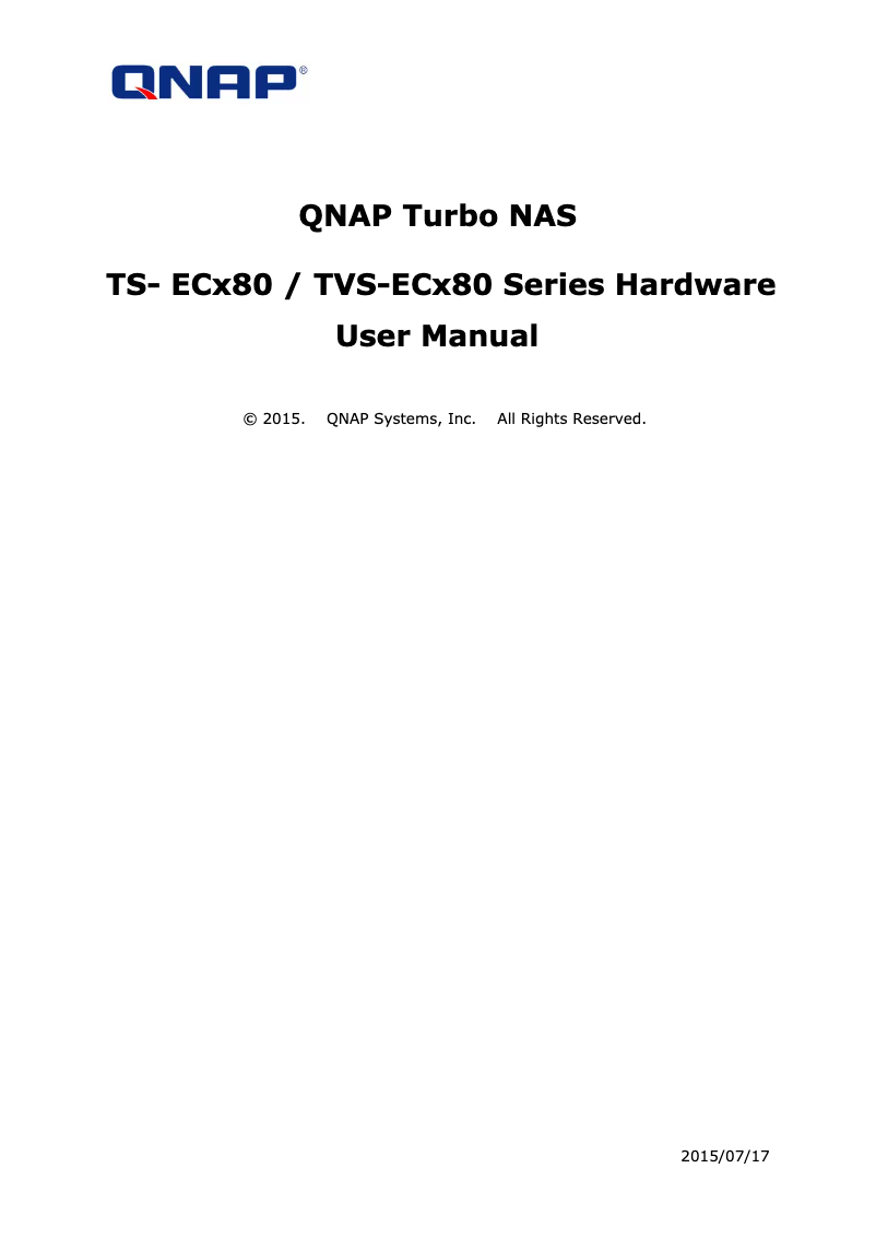 Page 1 de la notice Manuel utilisateur QNAP TVS-EC1580MU-SAS-RP R2