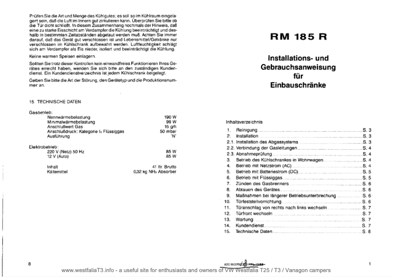 Página 1 del manual Manual de usuario Dometic RM 185 R