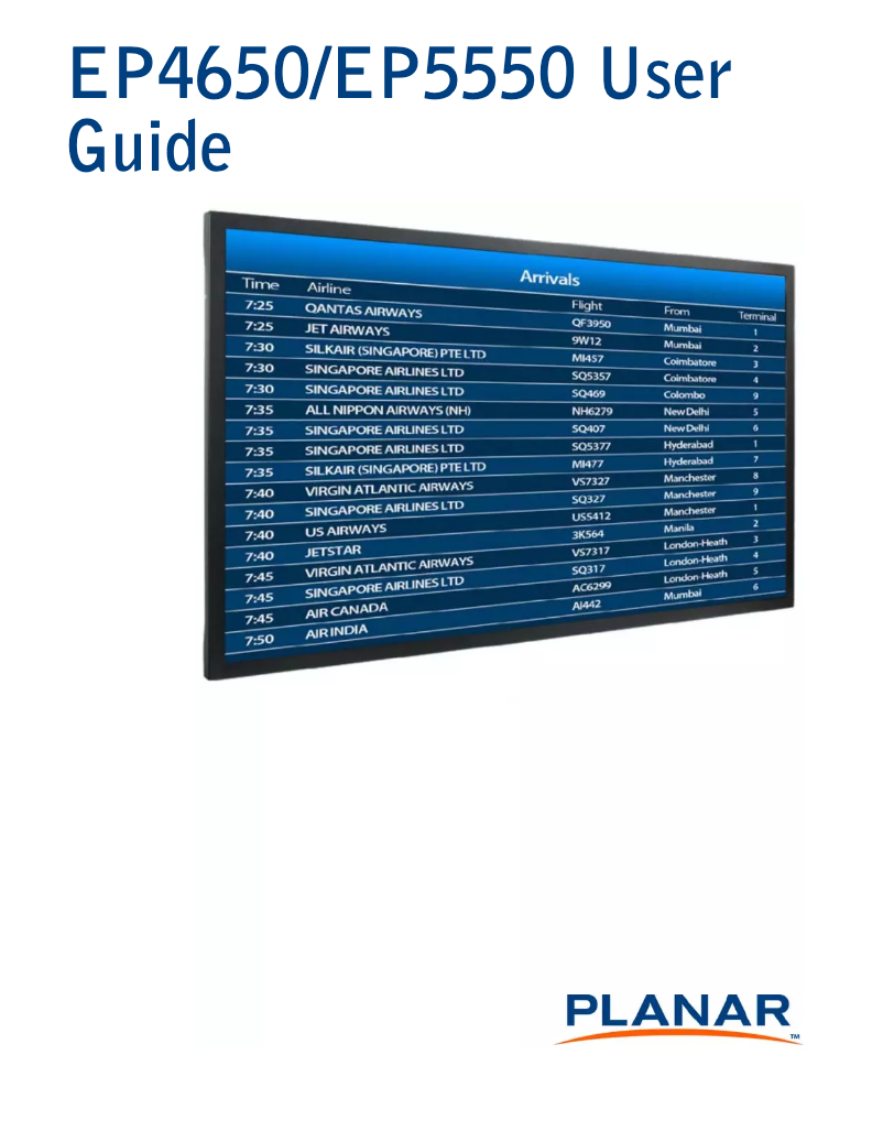 Page n°1 - Manuel utilisateur Planar EP5550