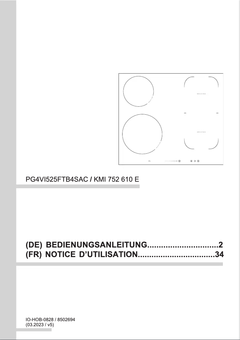 Page 1 de la notice Manuel utilisateur Amica KMI 752 610 E