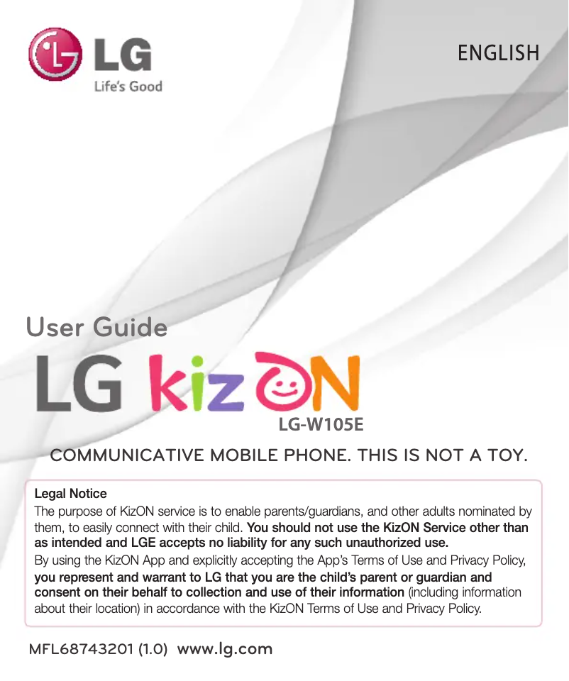Page 1 de la notice Manuel utilisateur LG KizOn