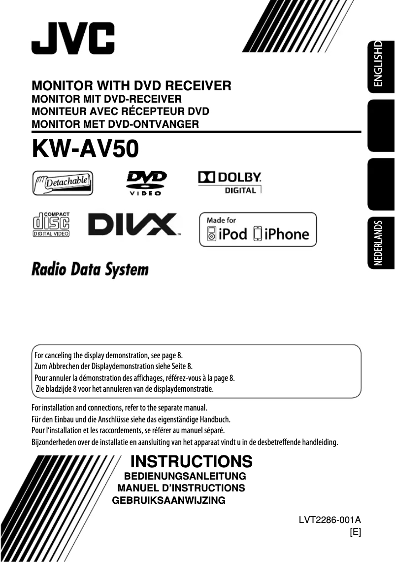 Page 1 de la notice Manuel utilisateur JVC KW-AV50