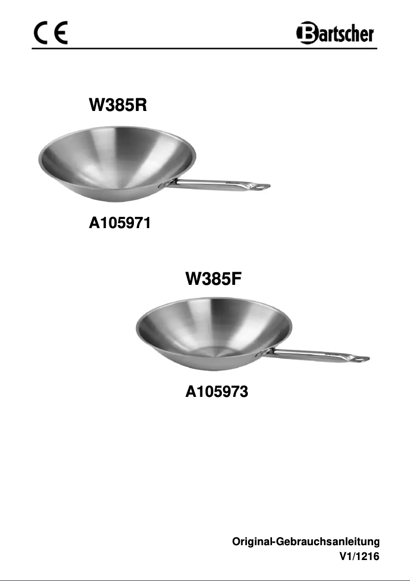 Page n°1 - Manuel utilisateur Bartscher W385R