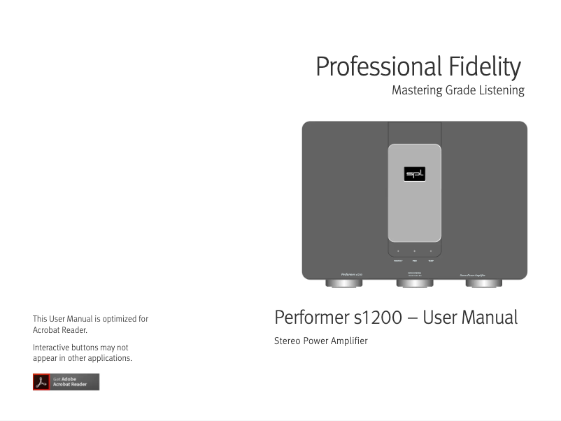 Image de la première page du manuel de l'appareil Performer s1200