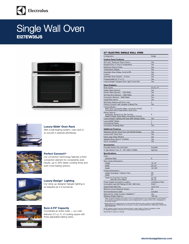 Page n°1 - Fiche technique Electrolux EI27EW35KB