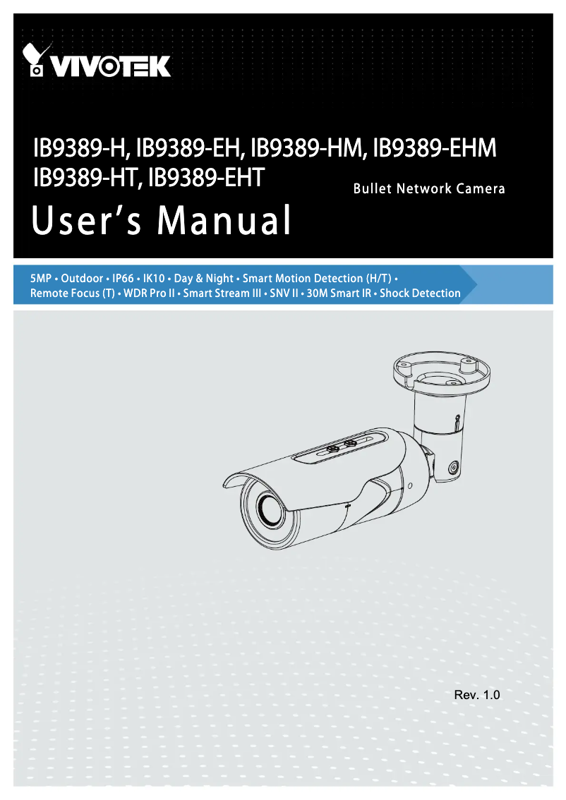 Page 1 de la notice Manuel utilisateur Vivotek IB9389-EH