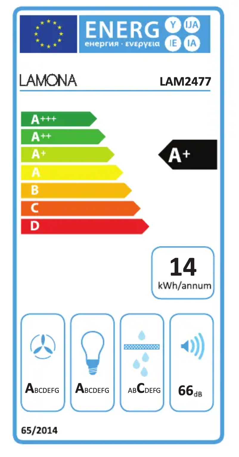 Page 1 de la notice Label énergétique Lamona LAM2477