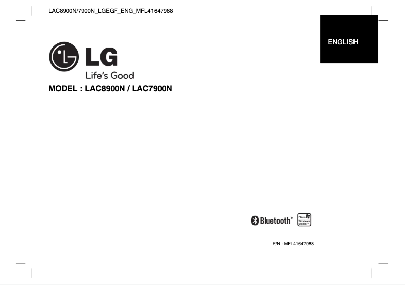 Page n°1 - Manuel utilisateur LG LAC-8900N