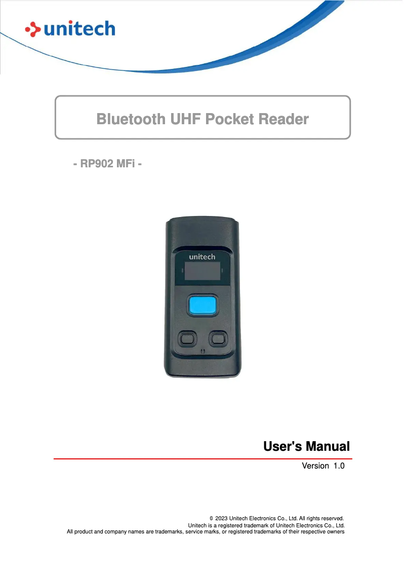 Page n°1 - Manuel utilisateur Unitech RP902