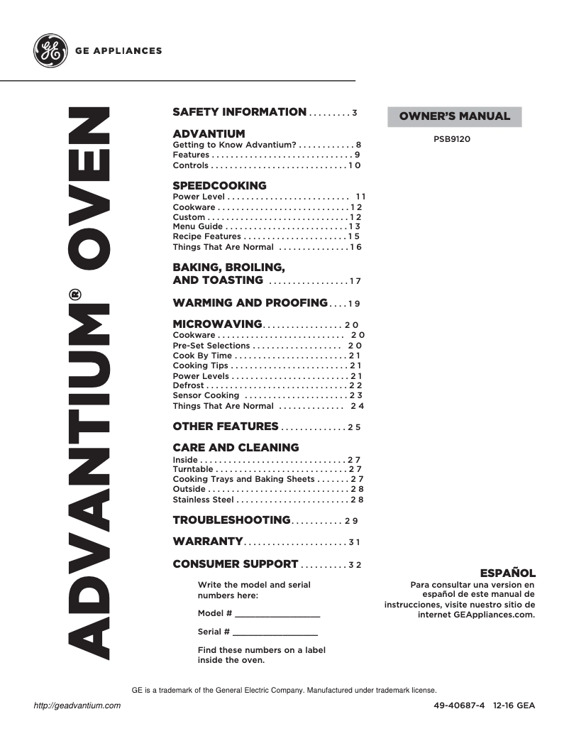 Image de la première page du manuel de l'appareil PSB9120SFSS