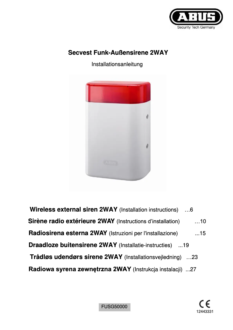 Page 1 of the manual User Manual Abus FUSG50000
