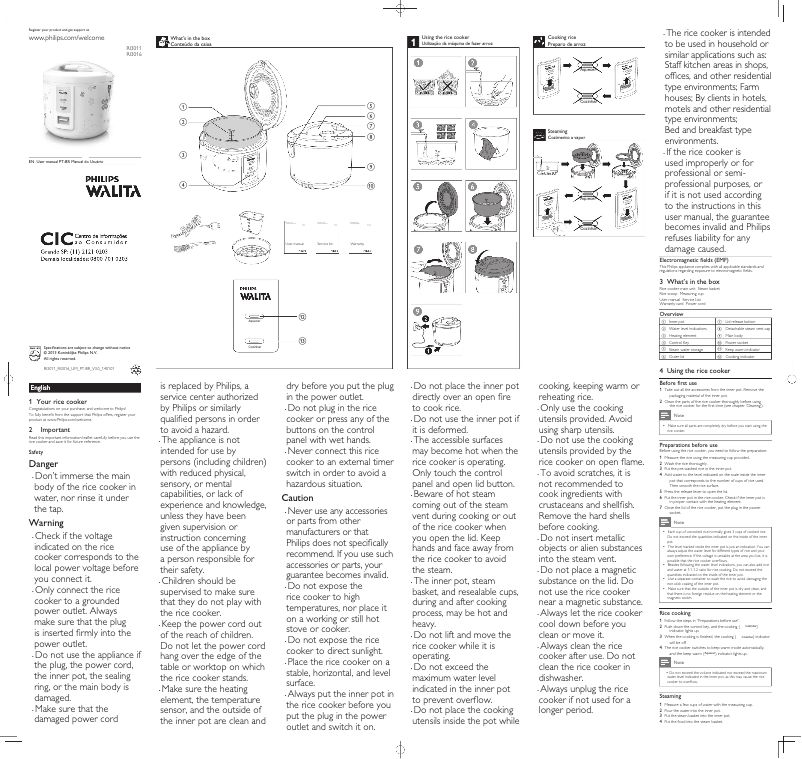 Page 1 de la notice Manuel utilisateur Philips Daily Collection RI3011