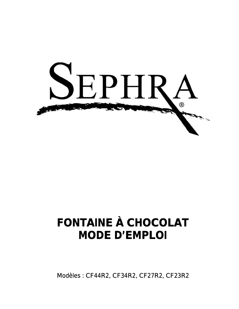 Page 1 de la notice Manuel utilisateur Sephra CF44R2