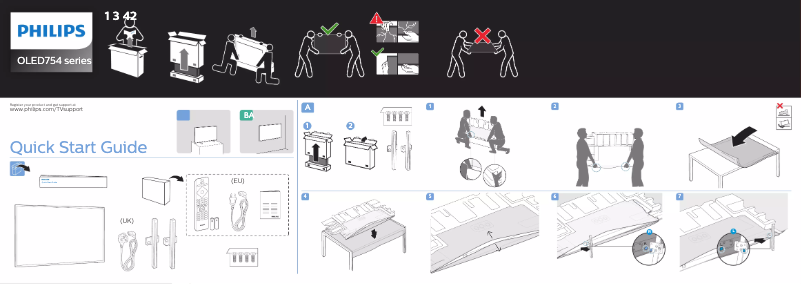 Page 1 de la notice Guide de démarrage rapide Philips 65OLED754