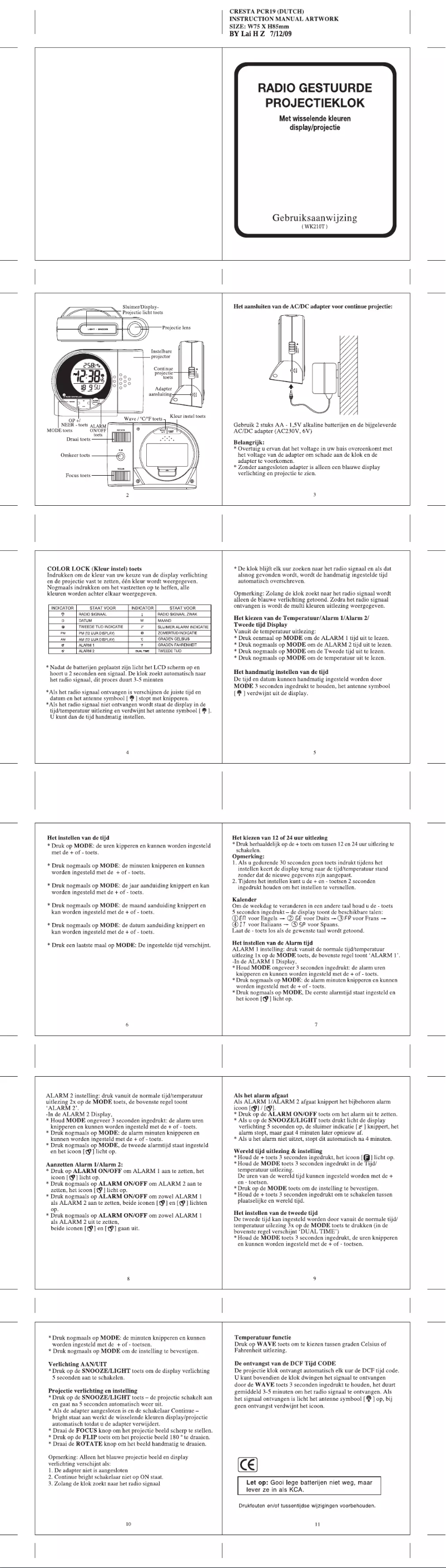 Page 1 de la notice Manuel utilisateur Cresta WK210T