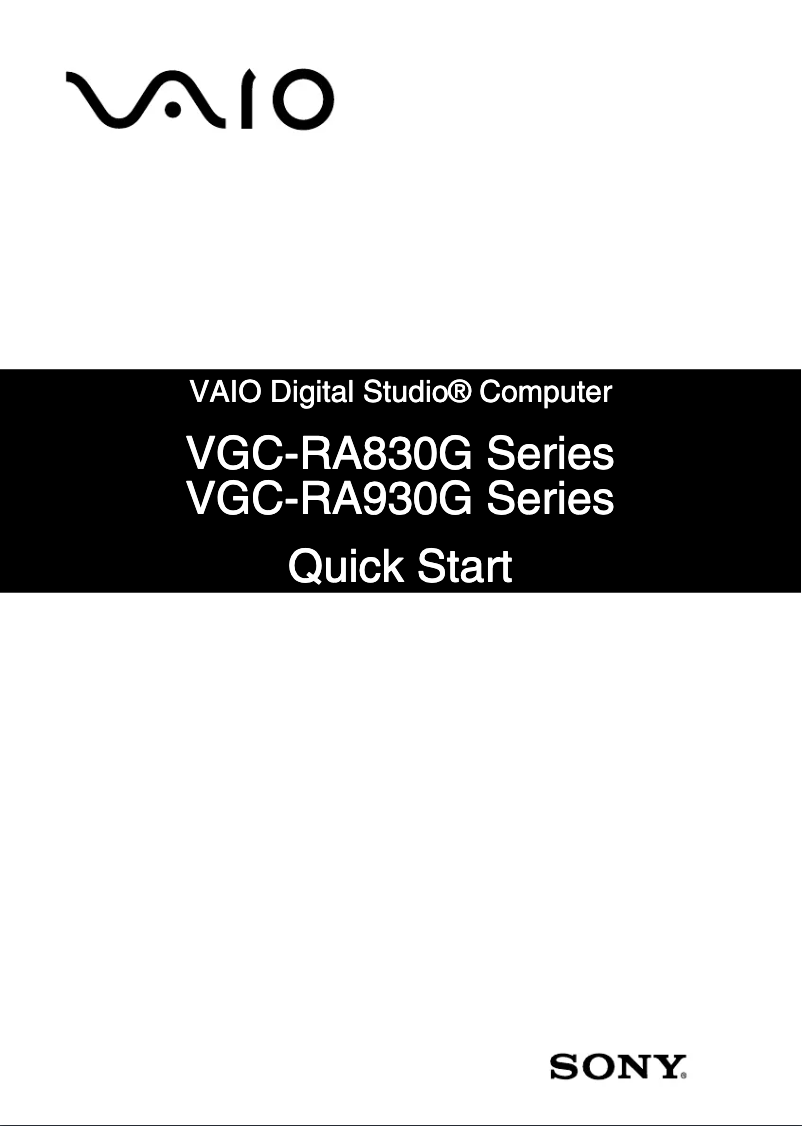 Page 1 de la notice Guide d'installation Sony Vaio VGC-RA837G