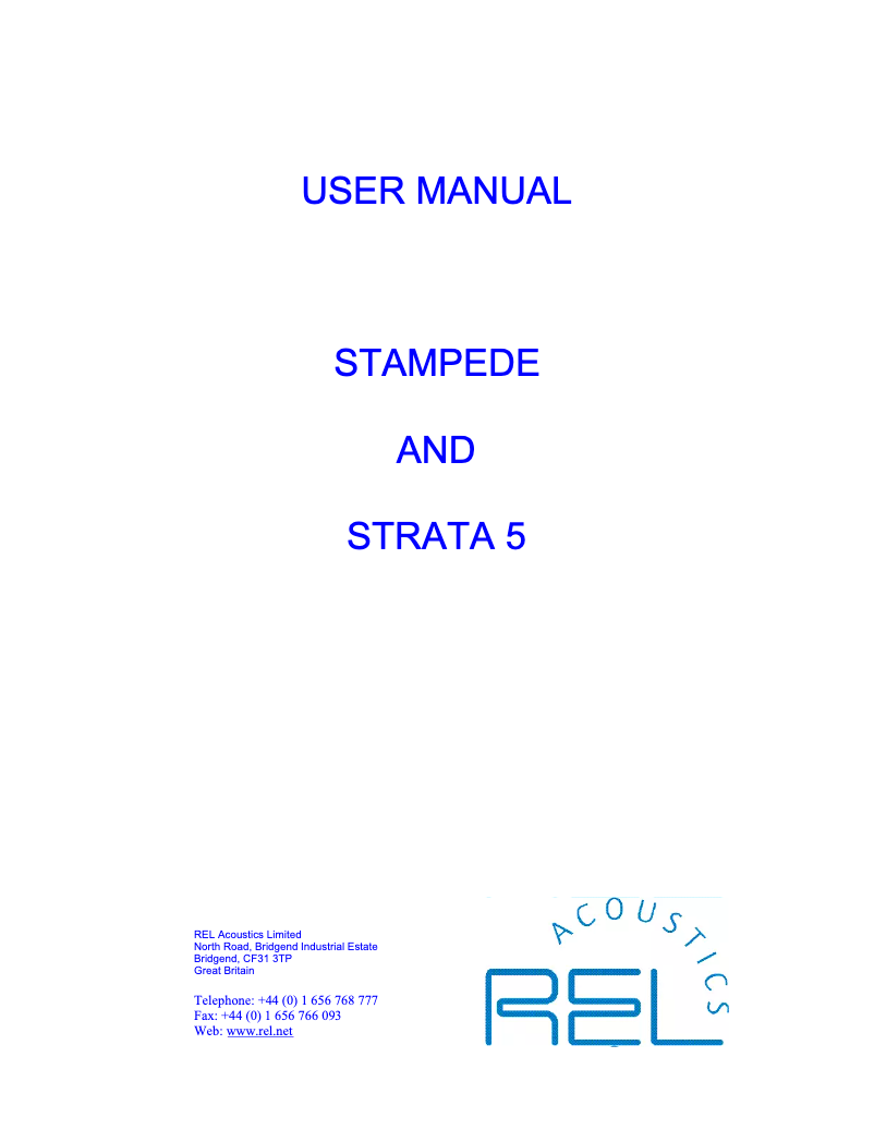 Page n°1 - Manuel utilisateur REL Acoustics Stampede