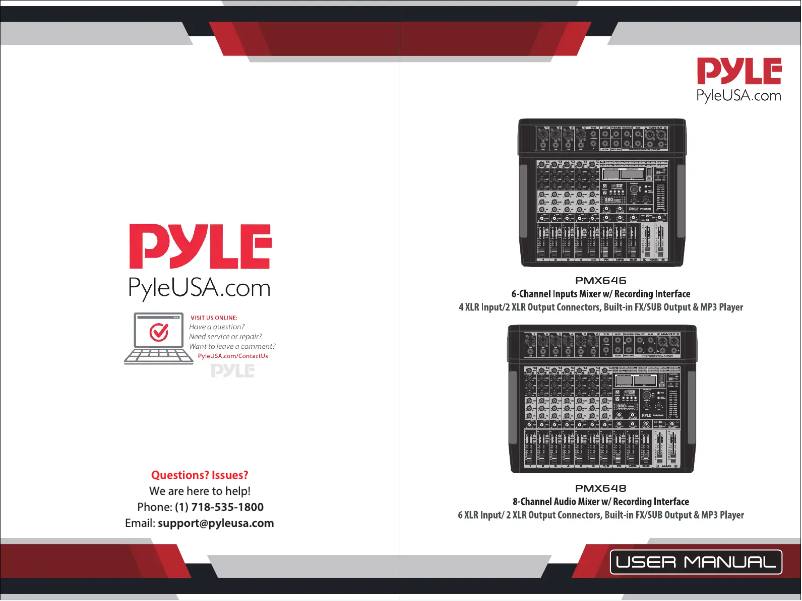 Page 1 de la notice Manuel utilisateur Pyle PMX646