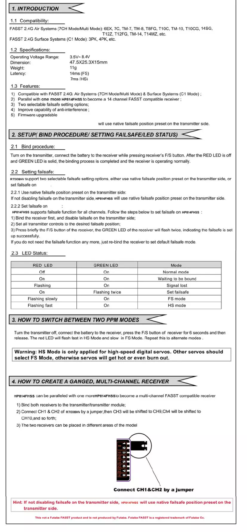 Page 1 de la notice Manuel utilisateur Hyperion HP-814RXFASST