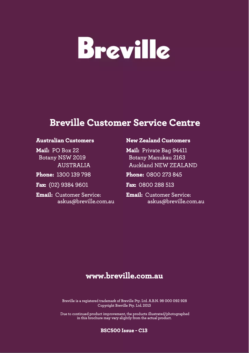 Page 1 de la notice Manuel utilisateur Breville the Flavour Maker BSC500