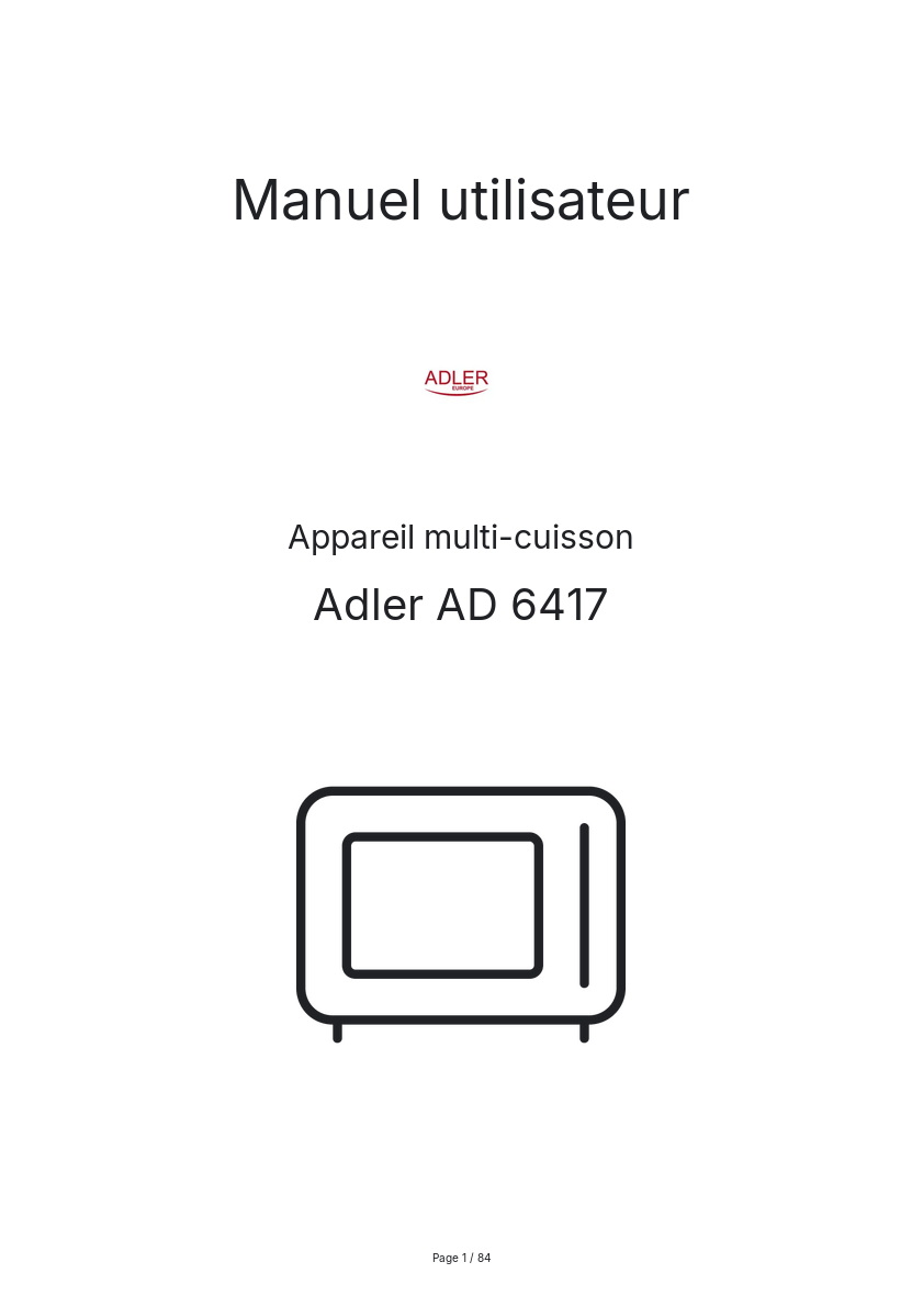 Page n°1 - Manuel utilisateur Adler AD 6417
