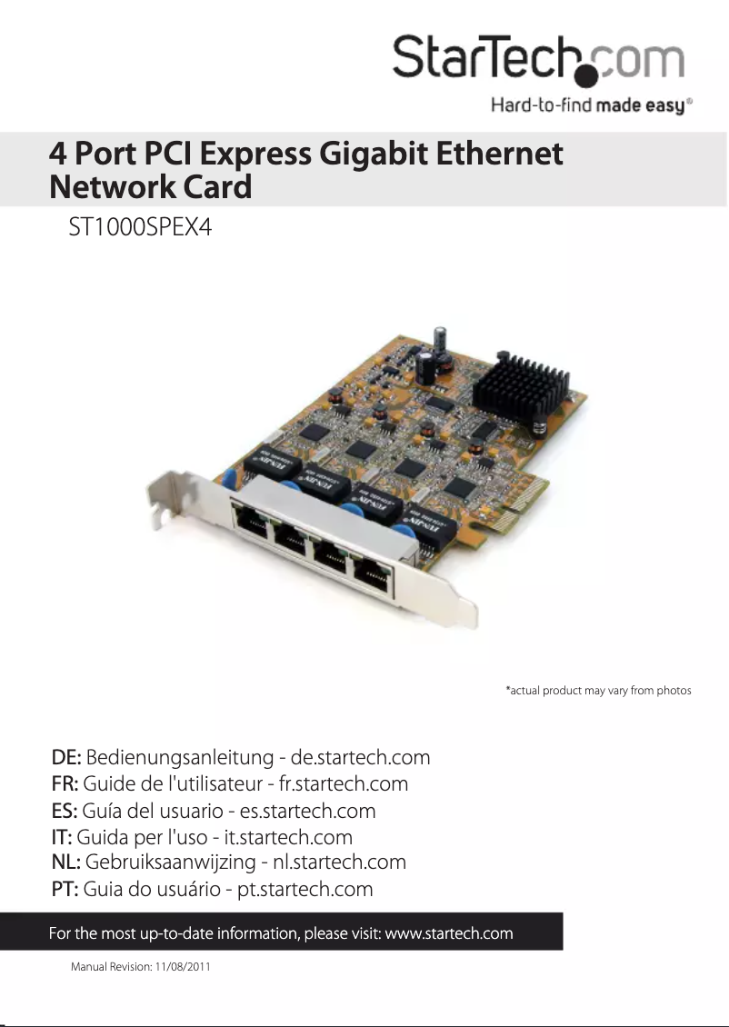 Page n°1 - Manuel utilisateur StarTech.com NIC PCI Express Gigabit Card