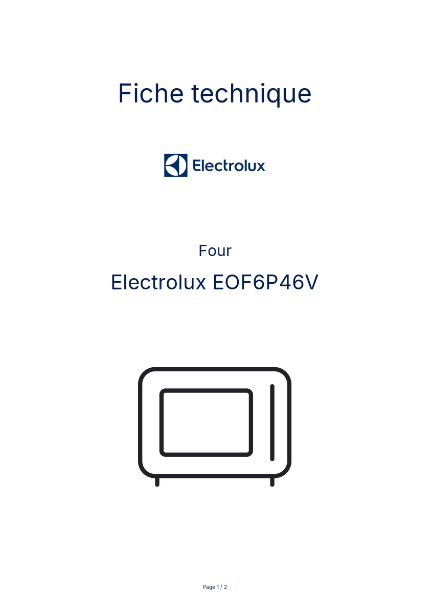 Page n°1 - Fiche technique Electrolux EOF6P46V