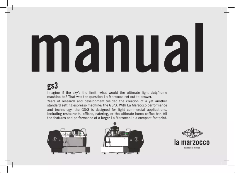 Page n°1 - Manuel utilisateur La Marzocco GS3
