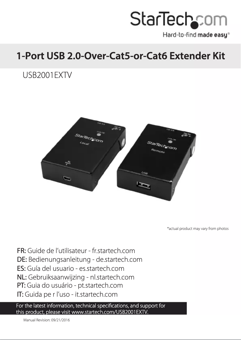 Page n°1 - Manuel utilisateur StarTech.com USB2001EXTV