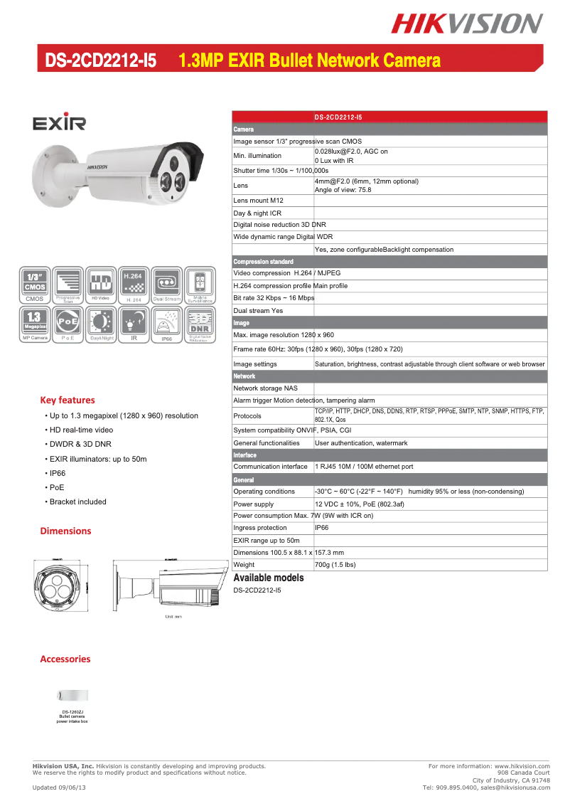 Page n°1 - Manuel utilisateur Hikvision DS-2CD2212-I5