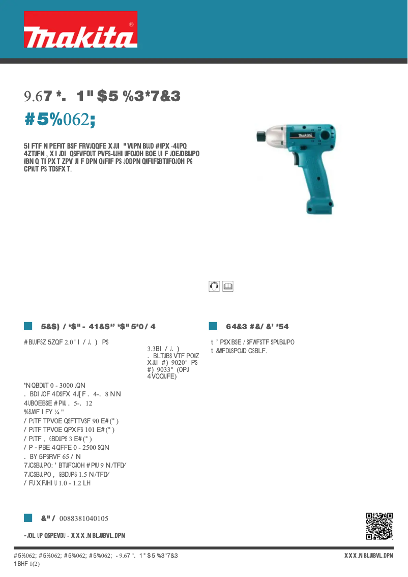 Page n°1 - Fiche technique Makita BTD062Z