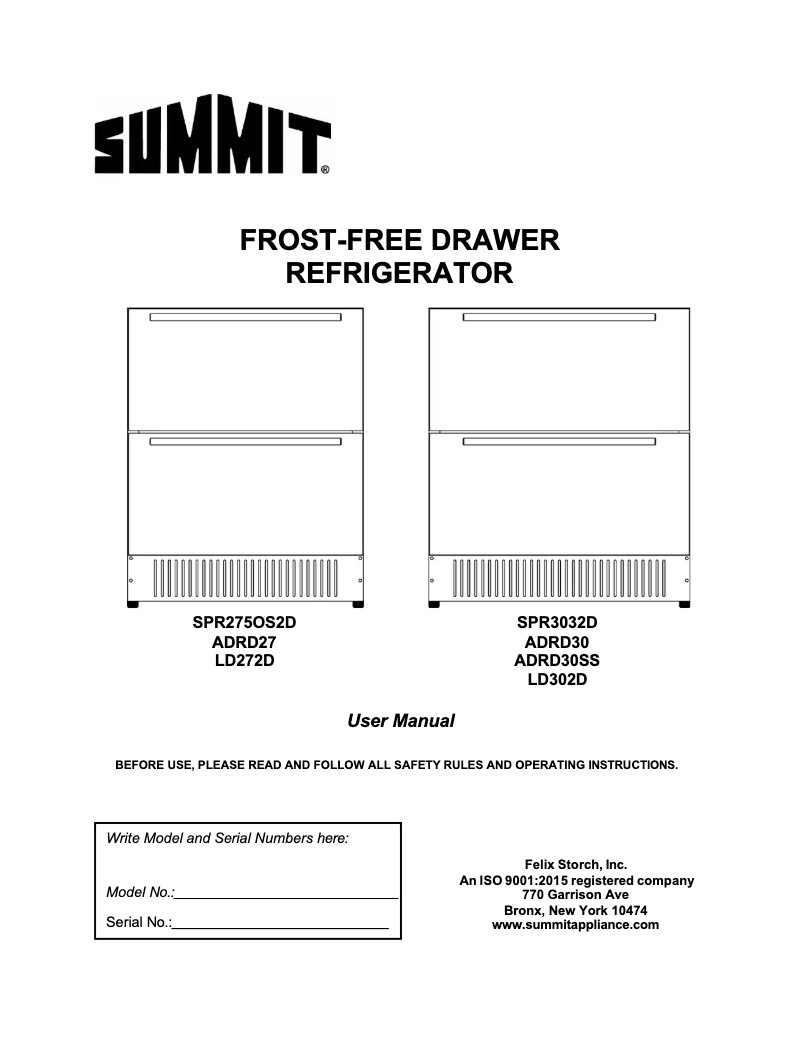 Page 1 de la notice Manuel utilisateur Summit SPR3032D