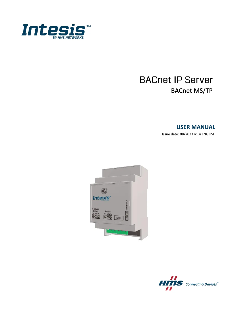 Page n°1 - Manuel utilisateur Intesis BACnet MS/TP