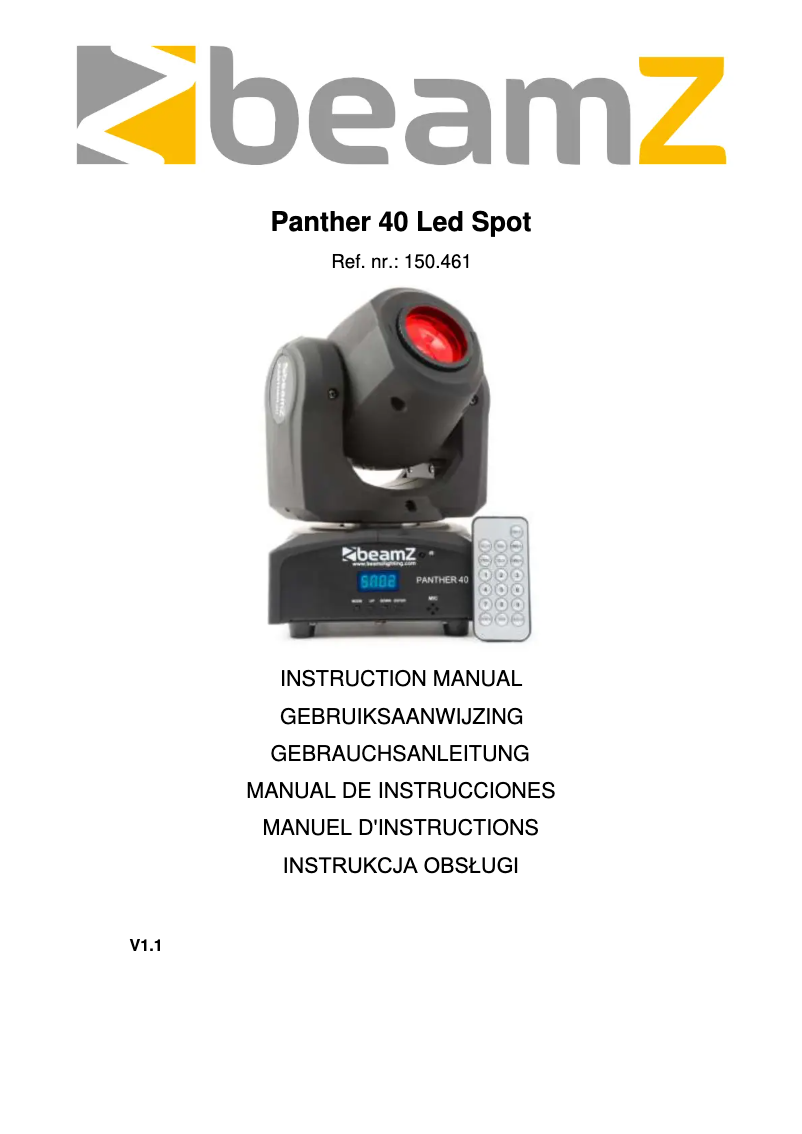 Image de la première page du manuel de l'appareil Panther 40
