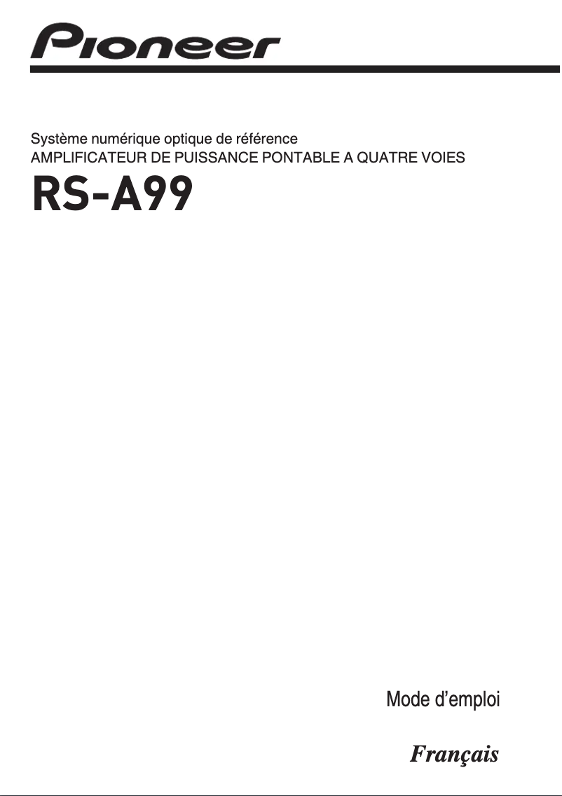 Page n°1 - Manuel utilisateur Pioneer RS-A99