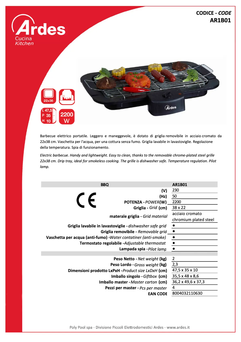 Página 1 del manual Ficha técnica Ardes AR1B01